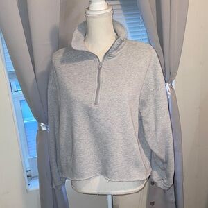 Cozy Women's Light Gray Quarter-Zip Sweatshirt